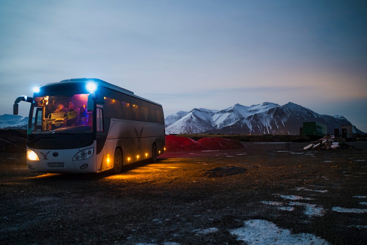 Premium luxury coach on West African highway